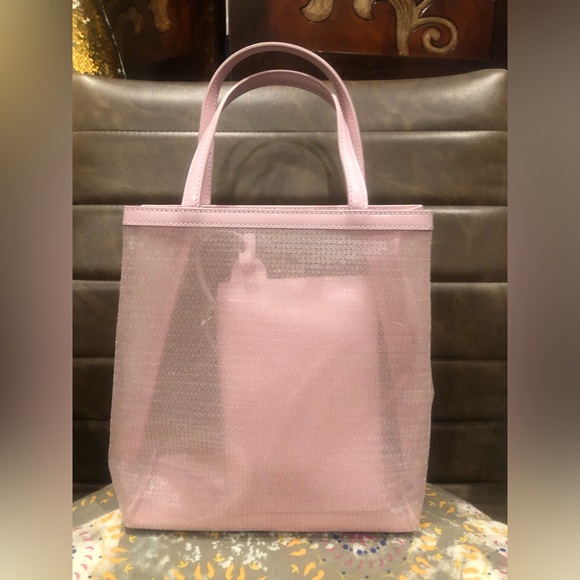 Prada Light Pink Small Sequin Mesh Tote with Matching Wristlet ๐ - Picture 12 of 16